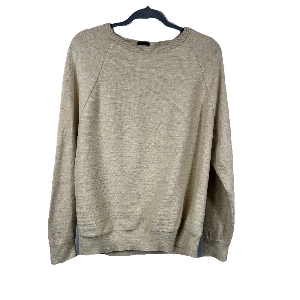 J.CREW‎ Marled Oatmeal Cotton Sweater Mens M C9445 Neutral Minimalist Coastal